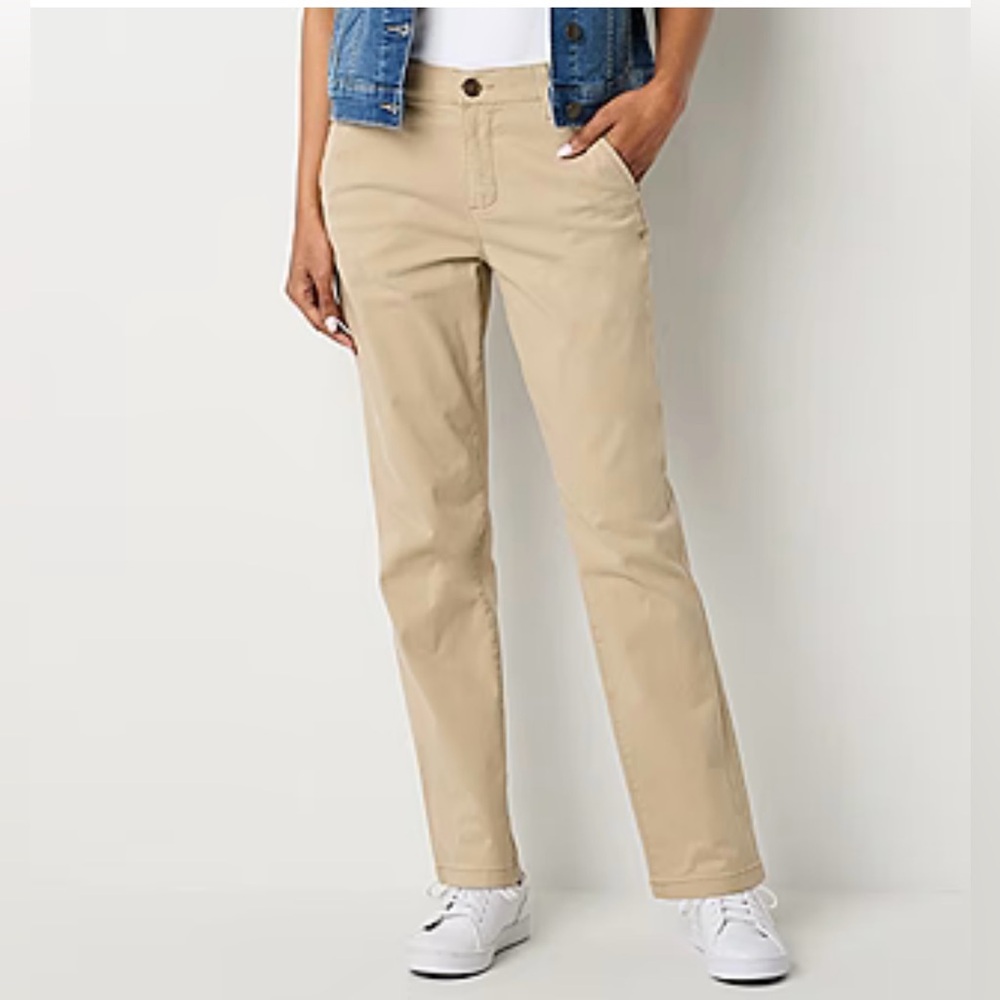 Gap women’s size 10 R straight leg khaki pants 100% cotton adjustable waistband